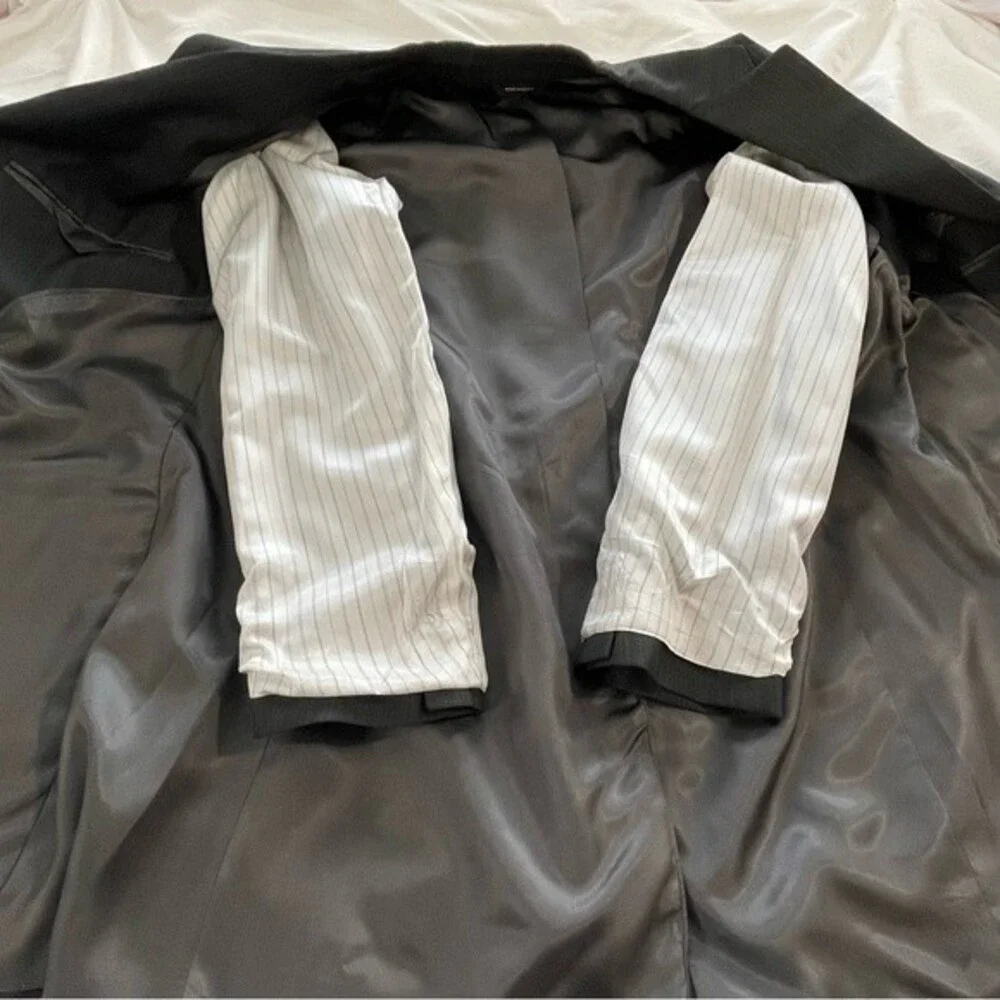 Banana‎ Republic Blazer Jacket Size 46L Gray Blue Pinstripe